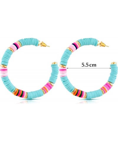 4 Pairs Heishi Hoop Earrings Rainbow African Vinyl Disc Bead Earrings Colorful Heishi Beaded Open Hoop Earring for Women Fres...