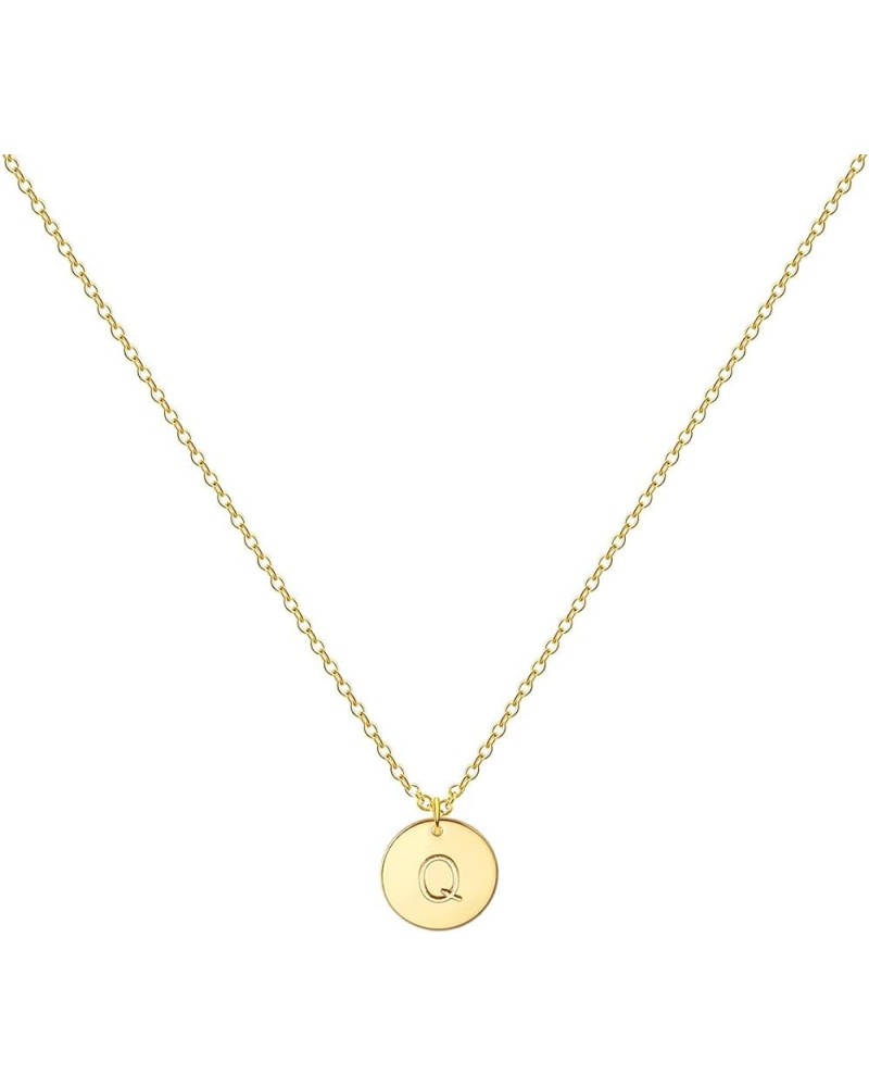 Gold Initial Necklace, 18K Gold Plated Stainless Steel Coin Engraved Heart Letter Necklace Name Necklace for Women Girls Q $7...