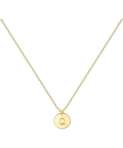 Gold Initial Necklace, 18K Gold Plated Stainless Steel Coin Engraved Heart Letter Necklace Name Necklace for Women Girls Q $7...