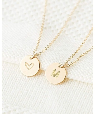 Gold Initial Necklace, 18K Gold Plated Stainless Steel Coin Engraved Heart Letter Necklace Name Necklace for Women Girls Q $7...