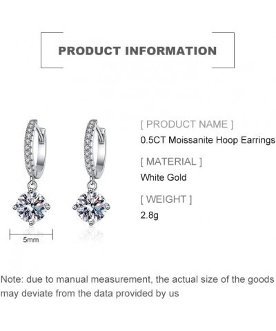 1.0 Carat 14K Gold Moissanite Hoop Earrings,Timeless Moissanite Huggie Earrings,Fashion Gift for Her 0.5CT 14k gold $67.73 Ea...