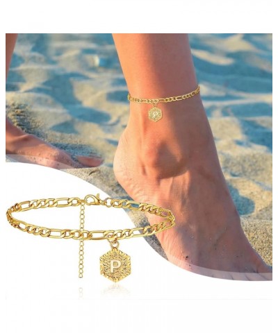 Delicate Female Foot Chain 26 Letters Single Layer Hexagons Anklet Jewelry Anklet 26 Initial Anklet Bracelets For Women Lette...