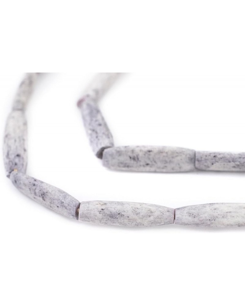 Washed Grey Bone Beads - Full Strand of Fair Trade African Beads - (Faceted, Washed Grey) Tube Washed Grey $15.20 Necklaces