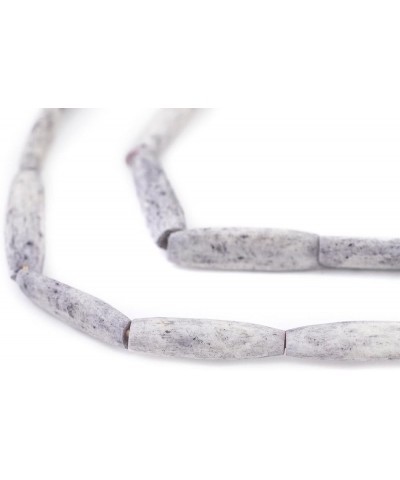 Washed Grey Bone Beads - Full Strand of Fair Trade African Beads - (Faceted, Washed Grey) Tube Washed Grey $15.20 Necklaces