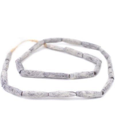 Washed Grey Bone Beads - Full Strand of Fair Trade African Beads - (Faceted, Washed Grey) Tube Washed Grey $15.20 Necklaces