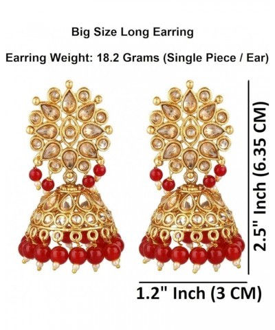 Indian Bollywood Faux Pearl Crystal Kundan Rhinestone Wedding Jhumka Jhumki Dangle Earrings Jewelry Set Red $11.25 Earrings