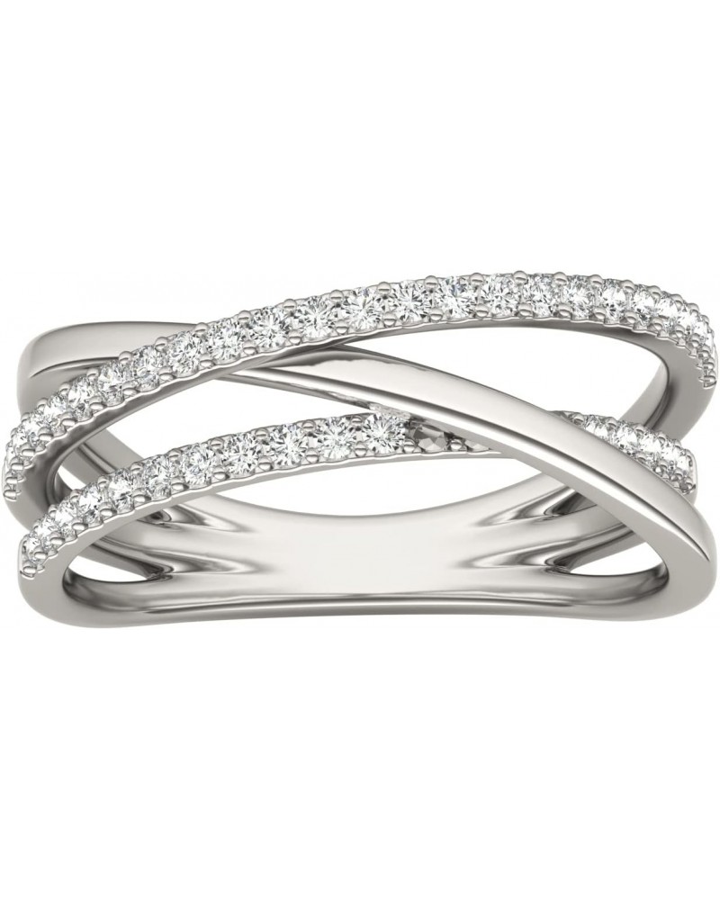 1/4 CTW Round Caydia Lab Grown Diamond Triple Crossover Ring 14K White Gold $188.83 Rings