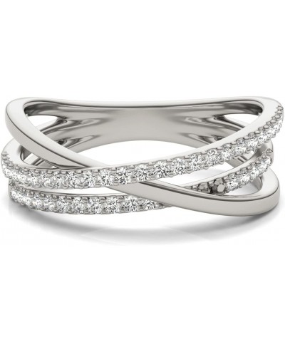 1/4 CTW Round Caydia Lab Grown Diamond Triple Crossover Ring 14K White Gold $188.83 Rings