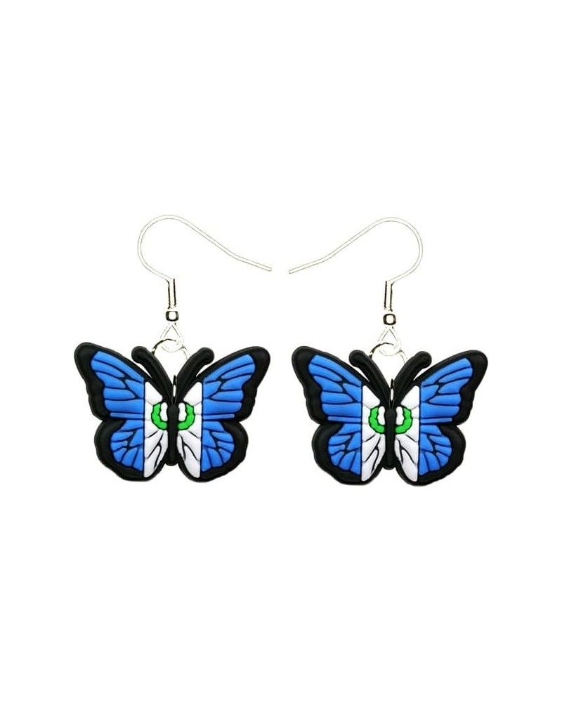 Guatemala Earrings Hypoallergenic Silver Plated Fishhooks Yazzle Dazzle Original Artwork Butterfly Flag $8.00 Earrings