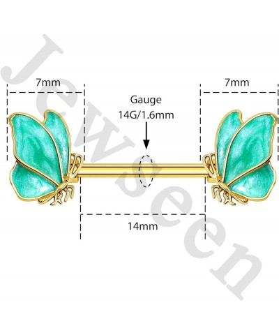 Butterfly Nipple Rings Gold Nipple Rings for Women 14g Nipple Piercing Jewelry Surgical Steel Nipple Piercing Nipple Barbell ...