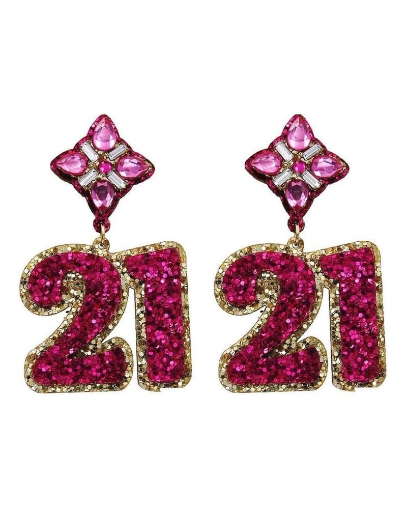 Birthday Glitter Drop Post Earrings - Shimmering, Jewelry, Memorable Milestone, Sparkles 21st/Pink $15.33 Earrings