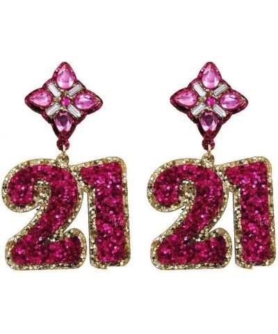 Birthday Glitter Drop Post Earrings - Shimmering, Jewelry, Memorable Milestone, Sparkles 21st/Pink $15.33 Earrings