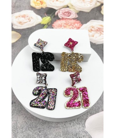 Birthday Glitter Drop Post Earrings - Shimmering, Jewelry, Memorable Milestone, Sparkles 21st/Pink $15.33 Earrings