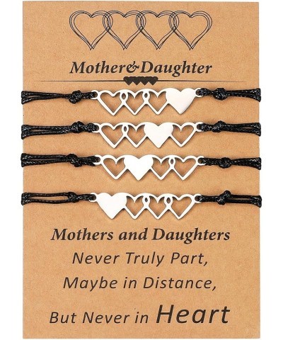 Mother Daughter Bracelets Set for 2/3/4, Mother Daughter Gift Mom and Daughter Heart Matching Bracelets Jewelry Mothers Day V...