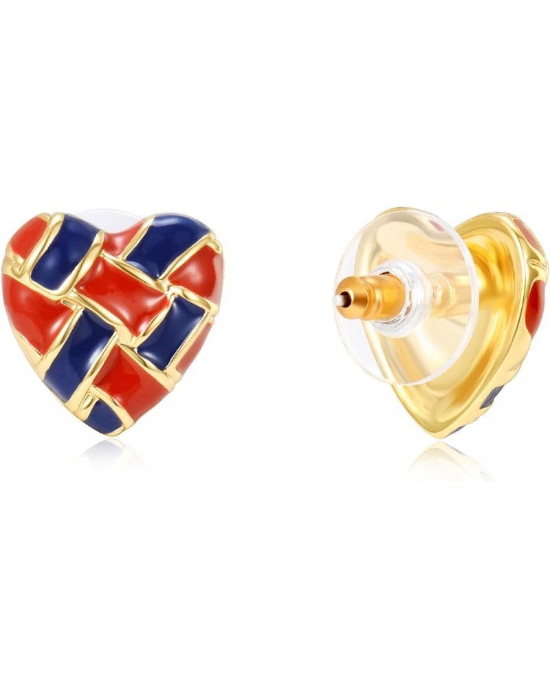 18K Gold Plated Heart Stud Earrings for Women and Girls, Hypoallergenic Earrings as Trendy Jewelry Gifts 06.Red Drip $7.79 Ea...