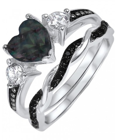 His Hers Wedding Ring Set TRIO 3 PCS Simulated Black Topaz Bridal Set Silver Black Titanium Him Her Her 9 - His 8 $40.85 Sets