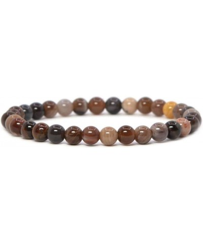 Gem Semi Precious Gemstone 6mm Round Beads Stretch Bracelet 6.5 Inch Petrified Wood Fossil $10.00 Bracelets