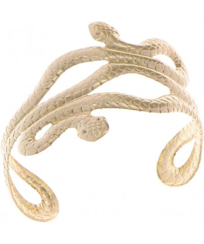 Gold Silver Metal Tone Asian Carved Double Twin Dancing Snakes Serpents Bangle Bracelet Gold $10.59 Bracelets