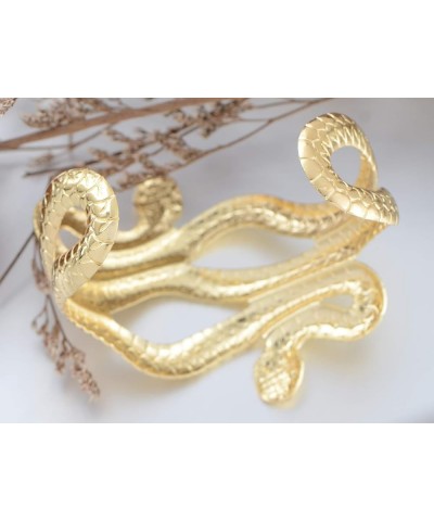 Gold Silver Metal Tone Asian Carved Double Twin Dancing Snakes Serpents Bangle Bracelet Gold $10.59 Bracelets