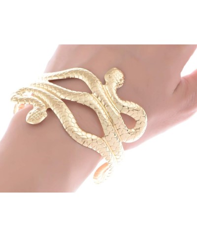 Gold Silver Metal Tone Asian Carved Double Twin Dancing Snakes Serpents Bangle Bracelet Gold $10.59 Bracelets