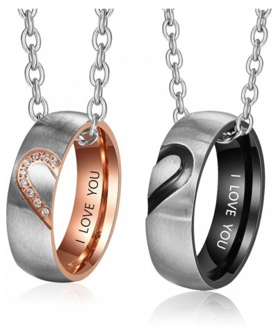 Personalized Matching Heart Promise Rings His & Hers Engagement Anniversary Couples Rings Set Necklace $12.25 Rings