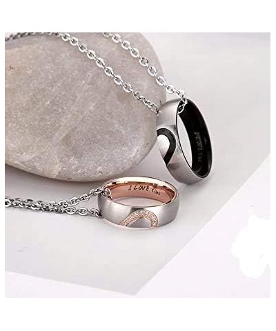 Personalized Matching Heart Promise Rings His & Hers Engagement Anniversary Couples Rings Set Necklace $12.25 Rings