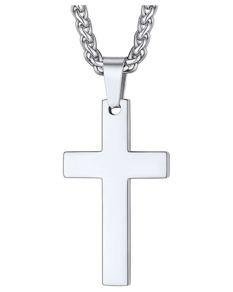 925 Sterling Silver/Stainless Steel Plain Cross Bible Verse Cross Pendant Necklace Christian Jewelry for Women Men (with Gift...