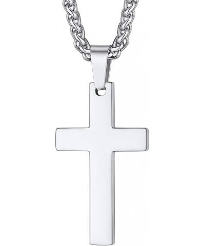 925 Sterling Silver/Stainless Steel Plain Cross Bible Verse Cross Pendant Necklace Christian Jewelry for Women Men (with Gift...