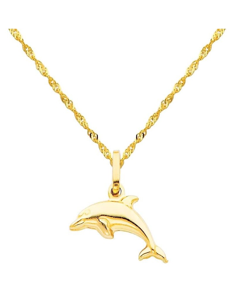 14k Yellow Gold Dolphin Pendant with 1.2mm Singapore Chain Necklace 24.0 Inches $70.11 Pendants