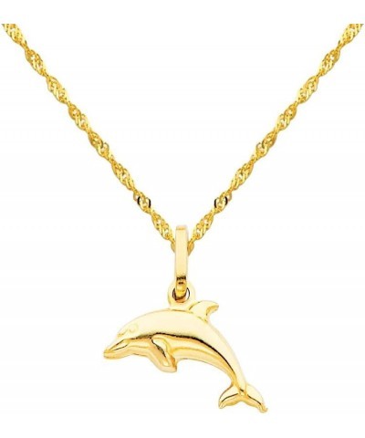 14k Yellow Gold Dolphin Pendant with 1.2mm Singapore Chain Necklace 24.0 Inches $70.11 Pendants