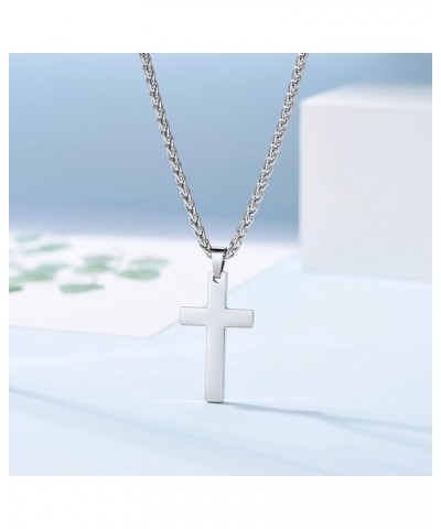 925 Sterling Silver/Stainless Steel Plain Cross Bible Verse Cross Pendant Necklace Christian Jewelry for Women Men (with Gift...