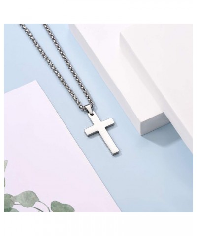 925 Sterling Silver/Stainless Steel Plain Cross Bible Verse Cross Pendant Necklace Christian Jewelry for Women Men (with Gift...