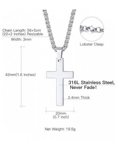 925 Sterling Silver/Stainless Steel Plain Cross Bible Verse Cross Pendant Necklace Christian Jewelry for Women Men (with Gift...