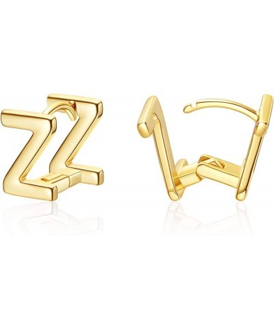 Chunky Gold Plated Initial Hoop Earrings for Women 14K Gold Plated Letters A-Z Hoop Earrings for Women Z : Gold Plated $8.84 ...