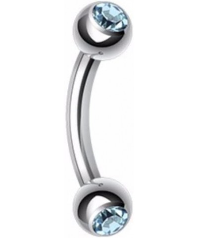 Double Gem Ball Curved Barbell WildKlass Eyebrow Ring 16 GA, 8mm, 3mm ball size, Aqua $8.95 Body Jewelry