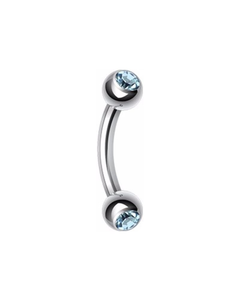 Double Gem Ball Curved Barbell WildKlass Eyebrow Ring 16 GA, 8mm, 3mm ball size, Aqua $8.95 Body Jewelry