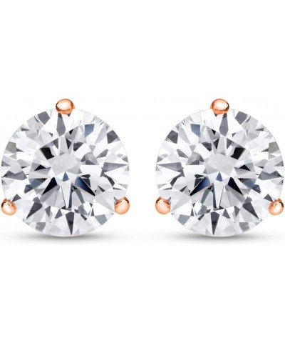 Natural Round Brilliant Solitaire Diamond Stud Earrings for Women 3 Prong Martini Cocktail Push Back (G-H Color SI2-I1 Clarit...