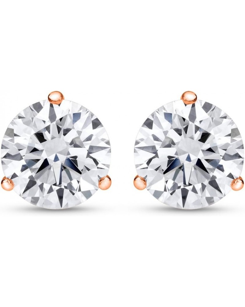 Natural Round Brilliant Solitaire Diamond Stud Earrings for Women 3 Prong Martini Cocktail Push Back (G-H Color SI2-I1 Clarit...