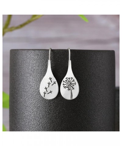 Dandelion Flower Earrings for Women Girls Handmade Vintage Antique Waterdrop Geometric Plant Silver Plated Lightweight Dangle...