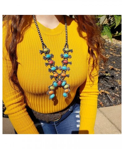 Women's Statement Western Howlite Squash Blossom Necklace Earrings Set, 27"+3" Extension Multicolored $26.87 Jewelry Sets