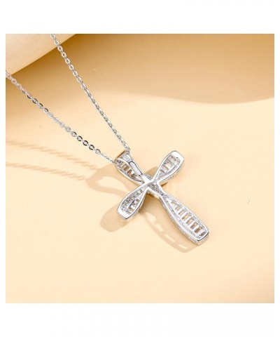 Cross Necklace For Women 925 Solid Sterling Silver Cubic Zirconia Twisted Cross Infinity Loop Princess Pendant Necklace Faith...