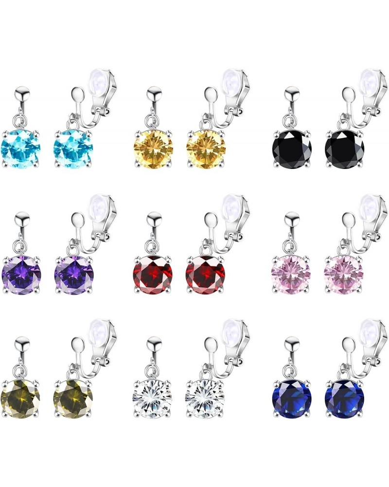 9 Pairs Crystal Clip on Earrings Dangling Earrings for Women Boho Crystal Teardrop Dangle Earrings Round $10.00 Earrings