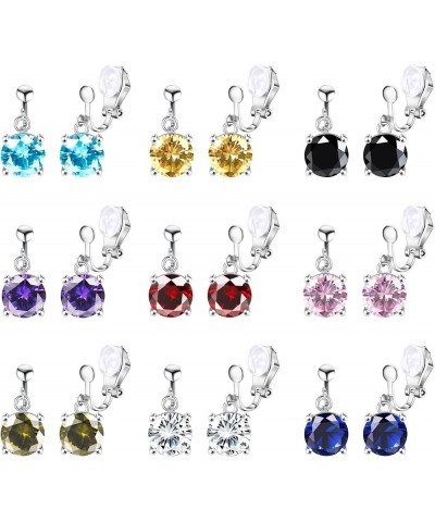 9 Pairs Crystal Clip on Earrings Dangling Earrings for Women Boho Crystal Teardrop Dangle Earrings Round $10.00 Earrings