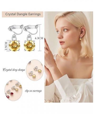 9 Pairs Crystal Clip on Earrings Dangling Earrings for Women Boho Crystal Teardrop Dangle Earrings Round $10.00 Earrings