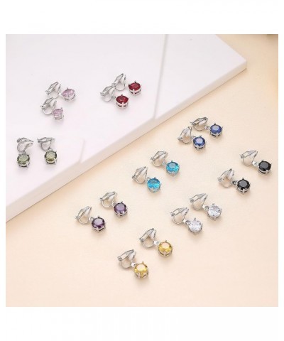 9 Pairs Crystal Clip on Earrings Dangling Earrings for Women Boho Crystal Teardrop Dangle Earrings Round $10.00 Earrings