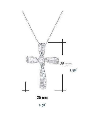 Cross Necklace For Women 925 Solid Sterling Silver Cubic Zirconia Twisted Cross Infinity Loop Princess Pendant Necklace Faith...