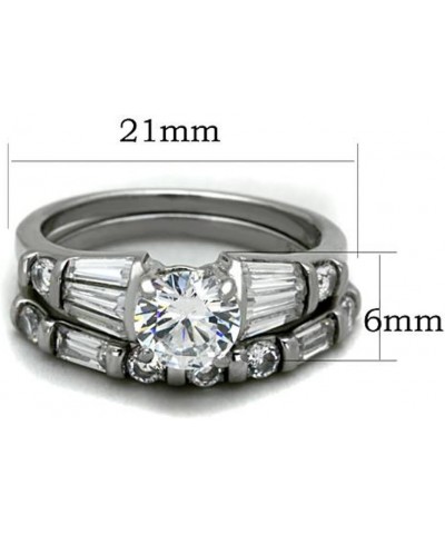 His and Her Stainless Steel 2.50 Carat Cubic Zirconia Bridal Set and Men's Titanium Wedding Band Women's Size 09 Men's Size 0...