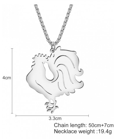 Stainless Steel Rooster Hen Chicken Necklace Farm Animals Jewelry Trendy Gifts for Women Girls Pendant Charms Silver Rooster ...