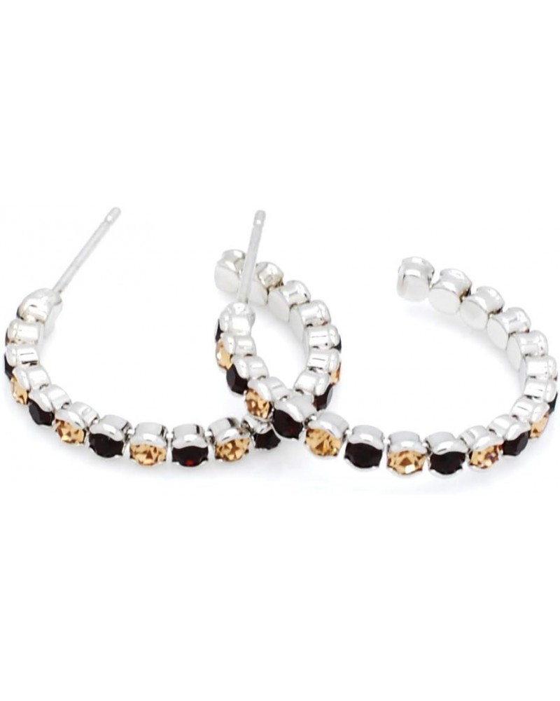 DELUXE CRYSTAL HOOP EARRINGS - SUPER LIGHTWEIGHT - BEZEL SET Maroon Lt Gold $10.99 Earrings