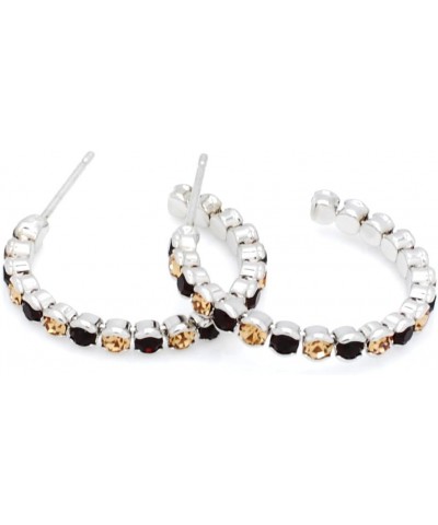 DELUXE CRYSTAL HOOP EARRINGS - SUPER LIGHTWEIGHT - BEZEL SET Maroon Lt Gold $10.99 Earrings